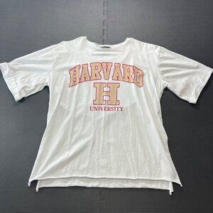Harvard University White T-Shirt With Pink Logo Lightweight Casual Style By WPR